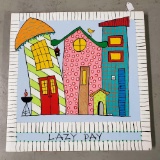 Floridian Artist Su Daitch Acrylic On Canvas 20056 Happy House #175 