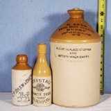 3 Advertising Crock Stoneware Jugs and Bottles