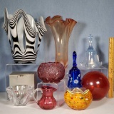 9 Art Glass Vases, Fenton Bells, Bowls, Orrefors and More