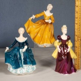 3 Royal Doulton Elegant Lady Figurines in flowing dresses