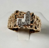 10K Yellow & White Gold Nugget Letter 