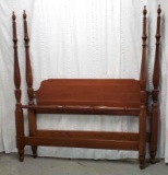 Queen Size Wood Four Poster Bed Frame With Wood Rails