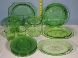 Cameo Ballerina, Sylvan Parrot & Other Pcs of Green Depression Glass