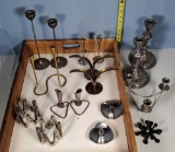 Case Lot of MCM Retro Vintage Chrome, Silverplate and Iron Candle Holders