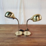 Pair Of Gold Tone Flex Goose Neck Work Lamp