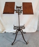 Antique Cast Iron And Oak Adjustable Book Stand