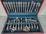 74 Pieces Of Used Oneida Distinction Deluxe HH Staunless Flatware With Storage Box