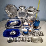 Great Lot of Mid Century Modern Retro Vintage Aluminum Serving and Cookware, Blue Enamel Ware, Etc