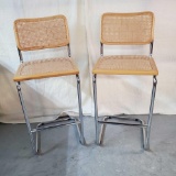 Pair Of Marcel Breuer Cesca Midcentury Tall Bar Chairs Made In Italy