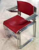 Set Of 4 Ogg Design Emeco 33M Chrome And Molded Plastic Stacking Arm Chairs