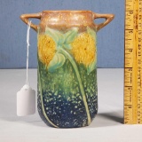 Vintage 1930s Roseville Art Pottery Sunflower Vase #485-6