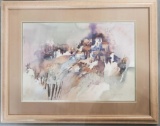 Kerry Stratton Watercolor On Paper Modernist Landscape