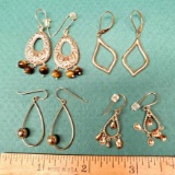 Four Pair Of 14K Yellow Gold Ear Rings