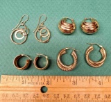 Four Pair Of 14K Yellow Gold Ear Rings