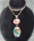 Signed Frank Yellowhorse Navajo Inlay Pendant Necklace