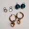 14K Yellow Gold Hoop Ear Rings With 3 Pairs Of Charms