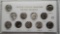 Complete Silver WWII Nickels Collection in Lucite Display, most UNC or better