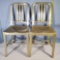 Pair of MCM design Emeco 1006 Navy Aluminum Chairs with Brushed Gold Finish