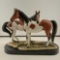 Vintage Large Statue Figurine 2 Affectionate Pinto Horses 15 x 12