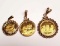 Lot Of 3 Isle Of Man Gold Bullion Cat Coins Elizabeth II With 14K Pendant / Charm Bezels