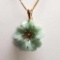 14K Yellow Beverly Hill Gold Necklace & Jade Flower Pendant