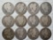 12 US Silver Barber Half Dollars with Original Mintages 1.5 to 2 Mil