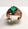 10K Yellow & Rose Gold Emerald Green Crystal Ring
