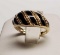 14K Yellow Gold & Black Enamel Ring