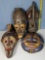 4 Hand Carved African Masks from Ghana Showing Varied Traditional Styles and Shapes