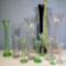 Approx 15 Antique Swung Glass Vases