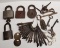 Lot Of 4 Padlocks 1 With Key & Lot Of Skeleton Keys, Key Tags & Keys