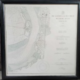 Philadelhia Water Front Delaware River Pennsylvania Framed Map