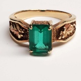 10K Yellow & Rose Gold Emerald Green Crystal Ring
