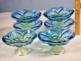 Set of 6 6 MCM Retro Vintage Art Glass Murano Style Glass Compotes