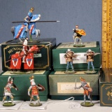 8 Hand Painted Medieval Knight 54mm Miniatures incl Alymer Banners Forward with Removeable Helmets