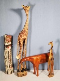 4 Carved Wood African and Other Ethnic Animal Sculptures