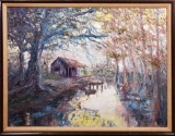 Impressionist Oil on Canvas Bayou Landscape Signed 