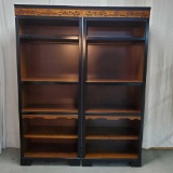 Pair Asian Inspired Lit Open Shelf Cabinets