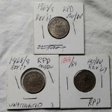 3 Higher Grade 1868 Reverse 67 Shield Nickel Die Varieties