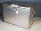 Mint C.H. Higgins Aluminum Body Portable Regrigerator/ Ice Chest with Original Paper Inset and Use