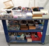 3 Tier Cart Full of Broken Jewelry for Crafts, Etc.