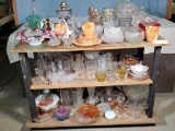 Three Tier Cart of EAPG, Vintage, Cut Crystal and Other Glass and More