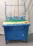 Adorable Kitschy Cat Hand Painted Wash Stand