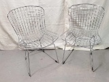 Pair of Chrome Wire Chairs In the Style of Bertoia