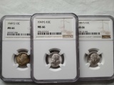 3 MS66 NGC 1949-S Key Date Roosevelt Silver Dimes