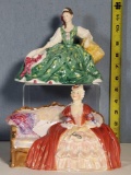 2 Royal Doulton Sitting Lady Figurines - Belle o? the Ball Hn 1997 and Elyse HN 2474