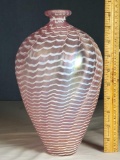 Pink Iridescent Swirl Kosta Boda Artist Collection Minos Vase by Bertil Vallien