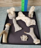 7 Carved Antler Bone Animal Figures