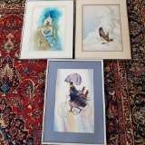 2 Ed Rose & 1 Ken Conragan Framed And Matted Watercolors