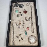 Tray Lot Of Sterling Silver Jewelry